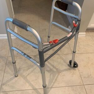 Drive Deluxe Folding Two-Button Walker with 5" Wheels